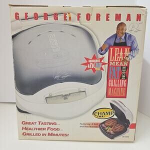 George Foreman GR10ABW Champ Grill with Bun Warmer - White